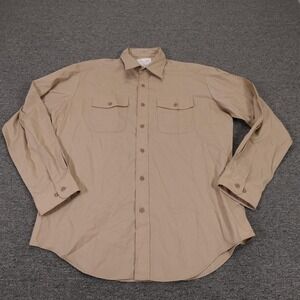 VINTAGE Creighton Shirt Mens XL Beige Button Up USA Navy Uniform Workwear